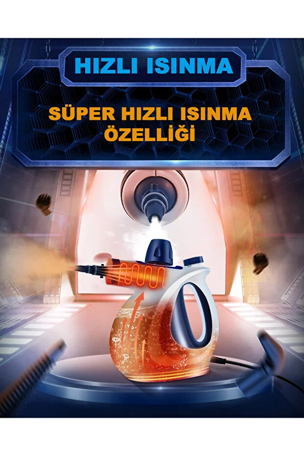 Buharlı Temizleyici Çok Amaçlı 12 Aparatlı Ev Zemin Derz Ahşap Araba Fayans Temizleyici